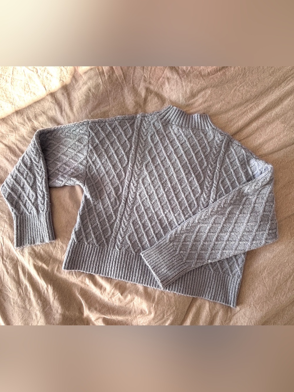 Dynamite Cozy Cable Knit Cropped Sweater - Light Blue - Picture 3 of 5